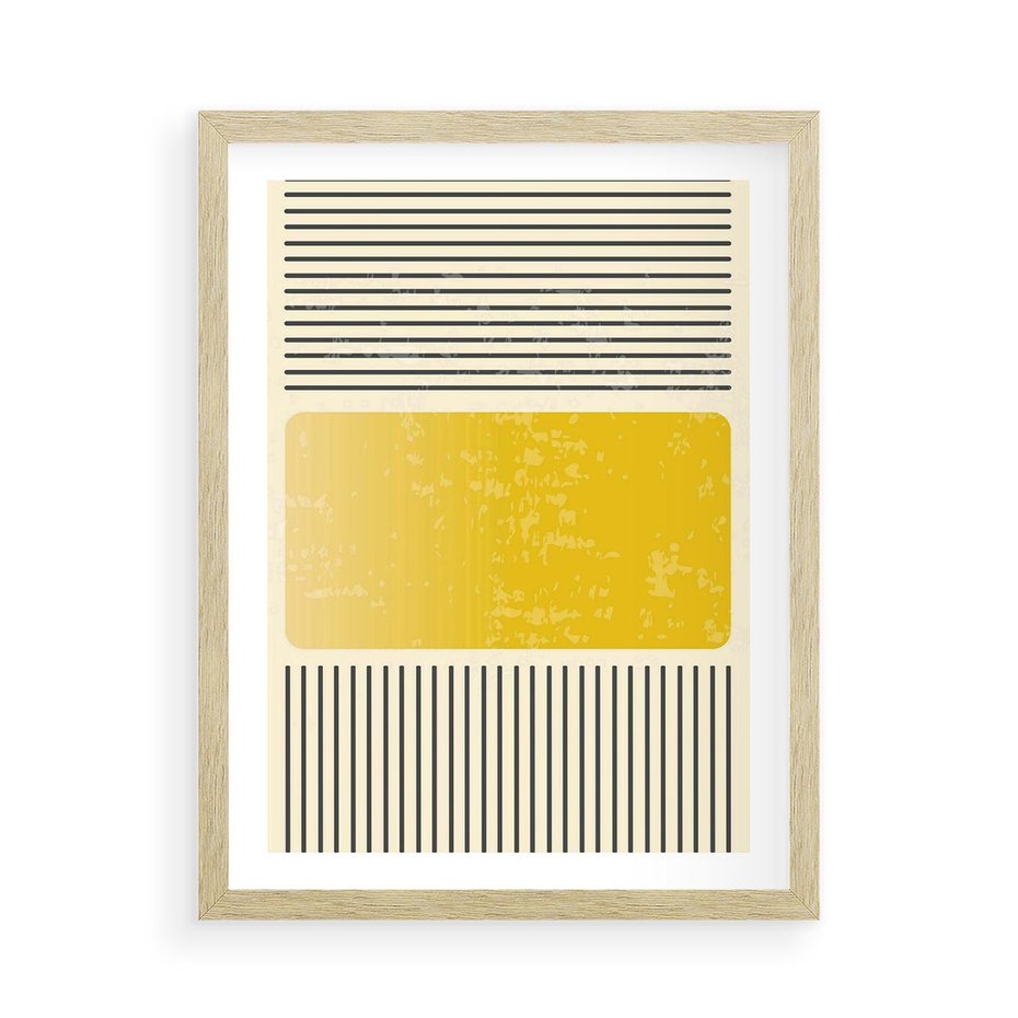 Plakat w ramie 50x70 - Geometryczna Harmonia - geometria, nowoczesny plakat - rama drewno