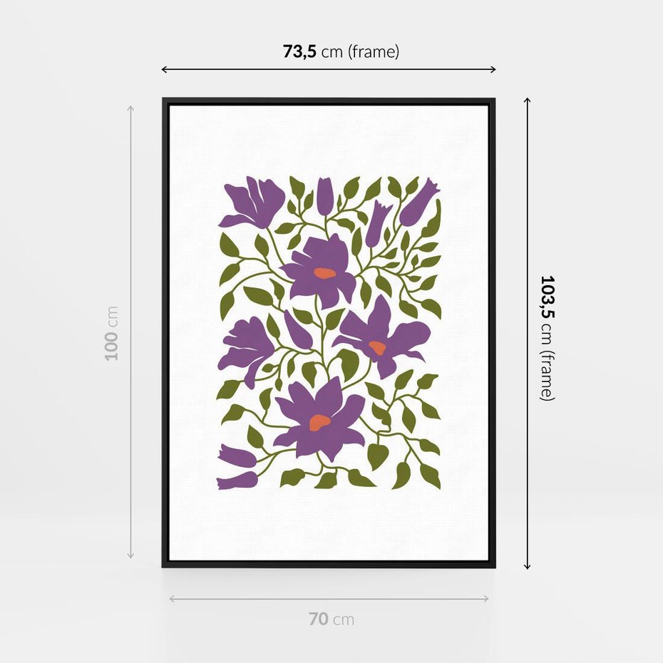 Obraz w ramie 70x100 - Rozmyte Granice - kwiaty, kompozycja - rama czarna