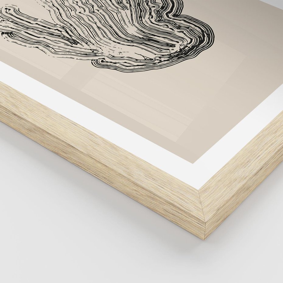 Plakat w ramie 50x70 - Abstrakcyjne Odbicie - abstrakcyjne odbicie, biało czarny - rama drewno