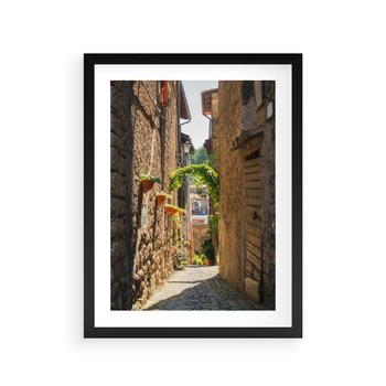 Plakat w ramie 40x50 - Włoska uliczka w perspektywie - Włochy, uliczka - rama czarna
