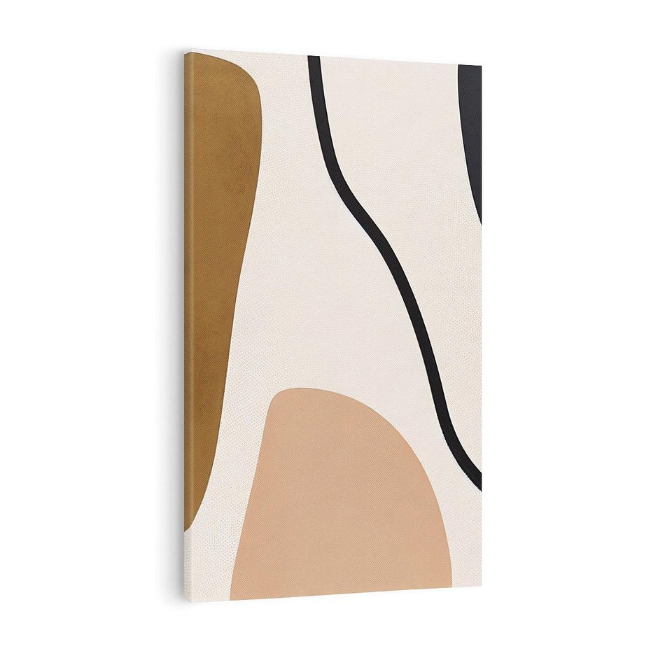 Obraz na płótnie 50x70 - Harmonia chaosu i porządku - abstrakcyjne kształty, kolory beżu i brązu