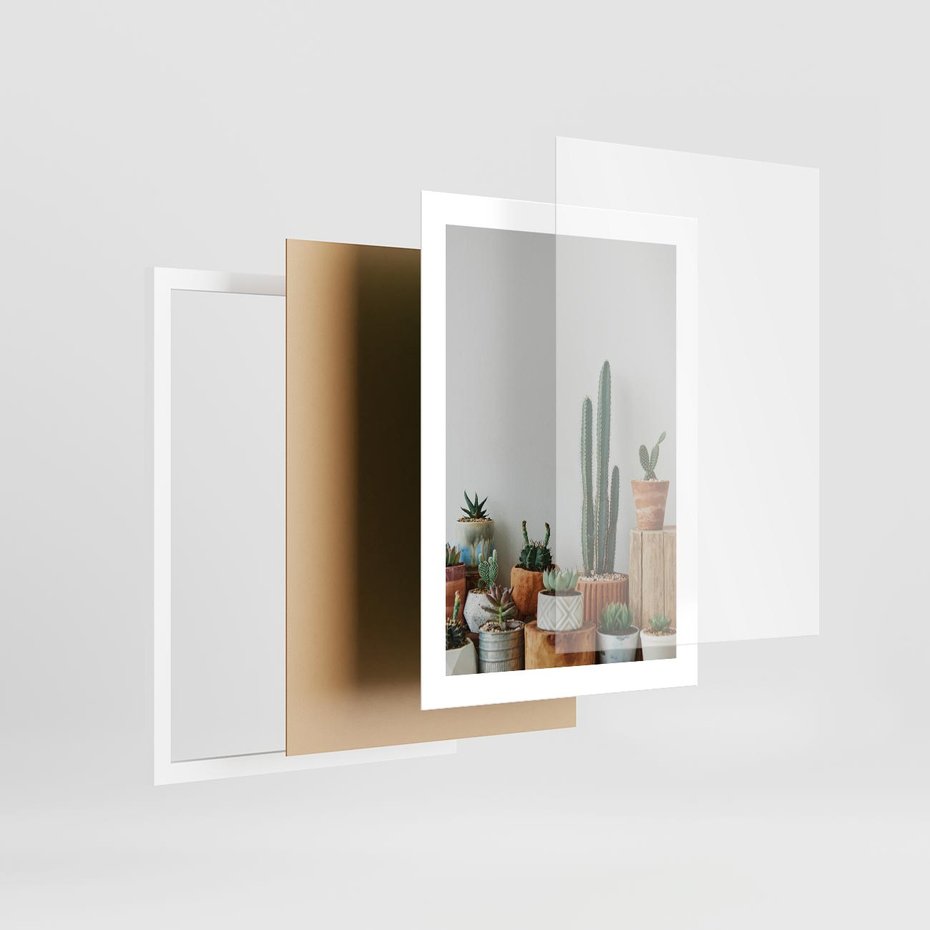 Plakat w ramie 30x40 - Naturalna Harmonia - kaktusy, liście - rama biała