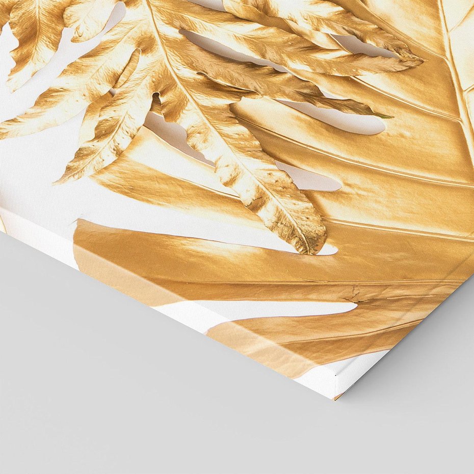 Obraz na płótnie 120x60 - Monstera Złote Liście - monstera, złote