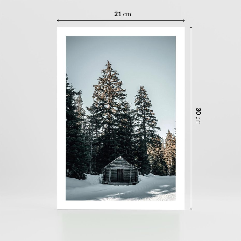 Plakat bez ramy 21x30 - Chatka w Górach w Czasie Zimy - chatka w górach, zima