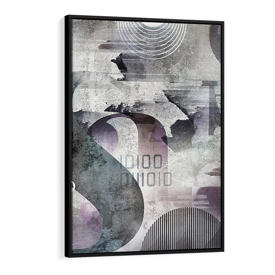 Obraz w ramie 50x70 - Nocne opowieści w barwach - typografia, abstrakcja - rama czarna