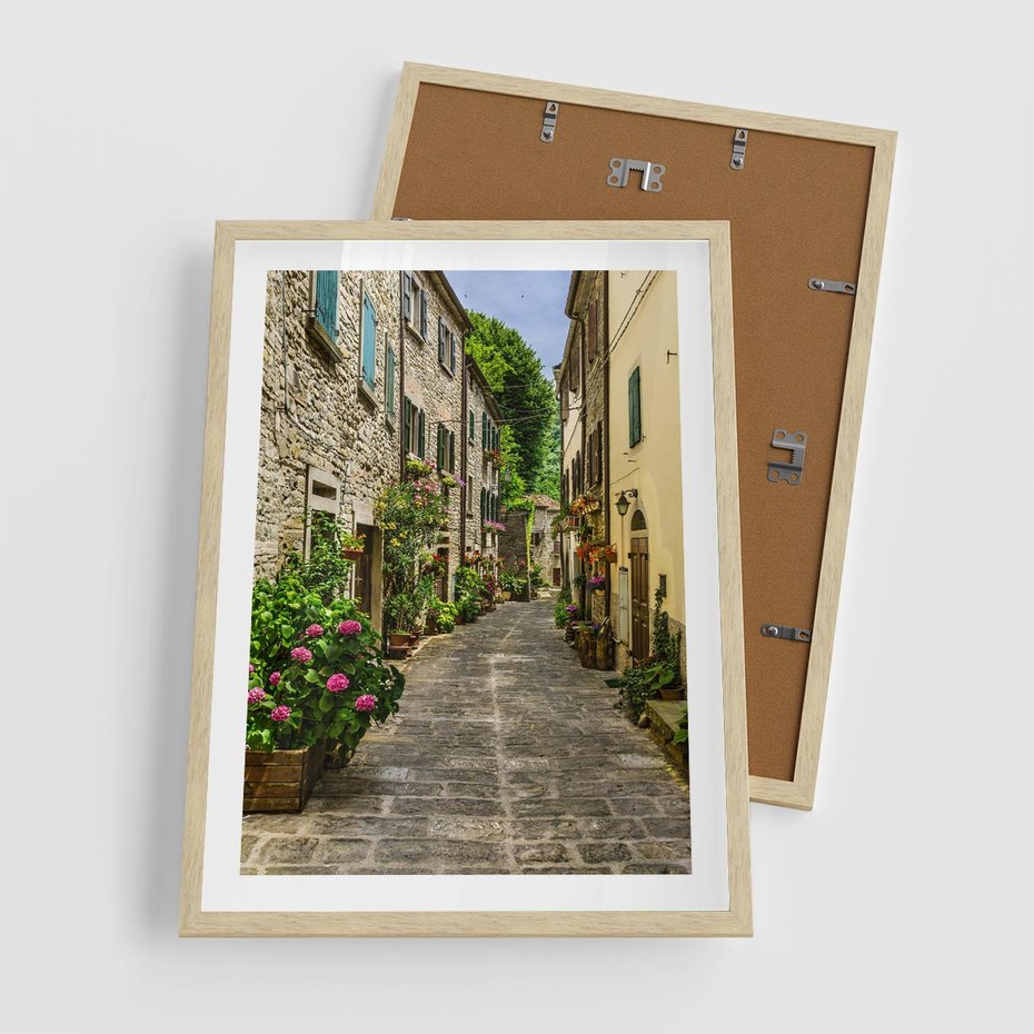 Plakat w ramie 50x70 - Spacer po Złotej Alei - uliczka, perspektywa - rama drewno