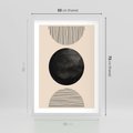 Plakat w ramie 50x70 - Minimalizm w Kształtach - geometryczny graficzny obraz, czarne koło - rama biała