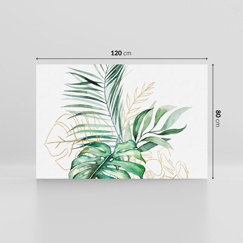 Obraz na płótnie 120x80 - Luksus w Detalu - złote, liście