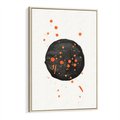 Obraz w ramie 70x100 - Impulsy Kreatywności - abstrakcyjna czarna plama, rozsiane pomarańczowe kropki - rama drewno