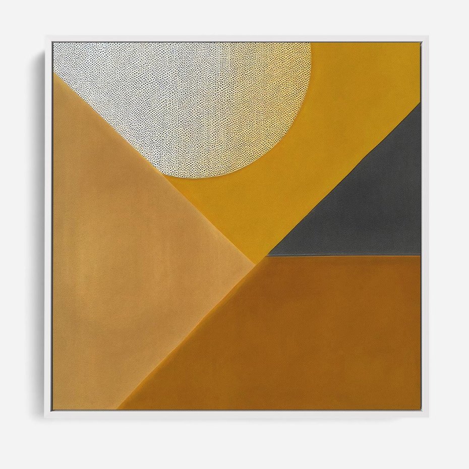 Obraz w ramie 80x80 - Harmonia migoczących ognisk - intensywne ciepłe kolory, słoneczny żółty - rama biała