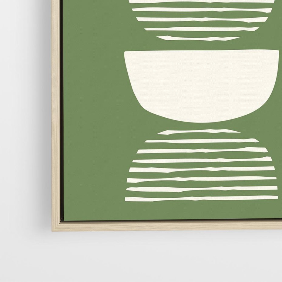 Obraz w ramie 80x80 - Migotliwe Formy - geometryczne boho kształty na brązowym, oliwkowym tle - rama drewno