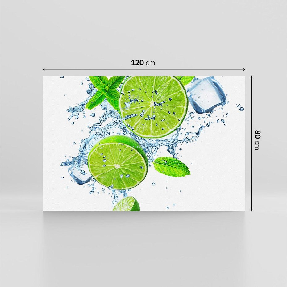 Obraz na płótnie 120x80 - Świeżość limonek w wodzie - limonki, woda