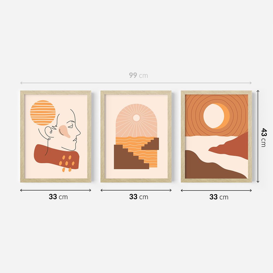 Zestaw obrazy w ramie 30x40 galeria - Kobiece, plakaty, salon - rama drewno