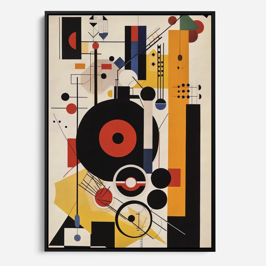 Obraz w ramie 70x100 - Wnętrza Refleksyjnego Światła - modernistyczny obraz, styl bauhaus - rama czarna