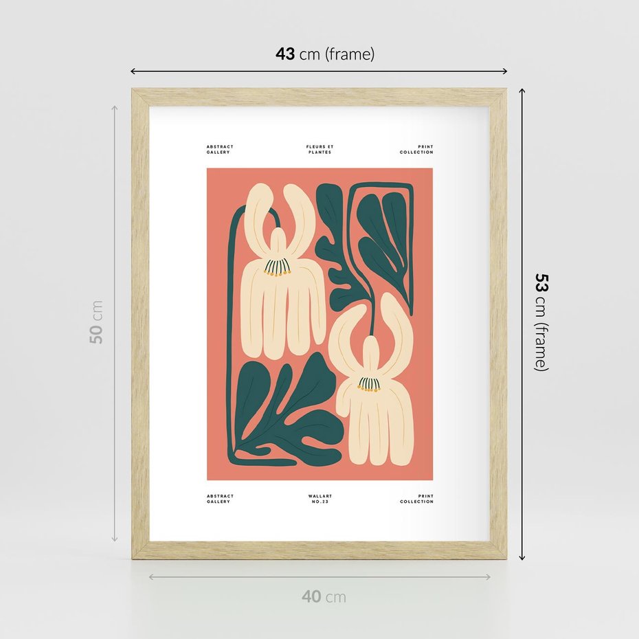 Plakat w ramie 40x50 - Migotliwe Echa - kwiaty, nowoczesna abstrakcja - rama drewno