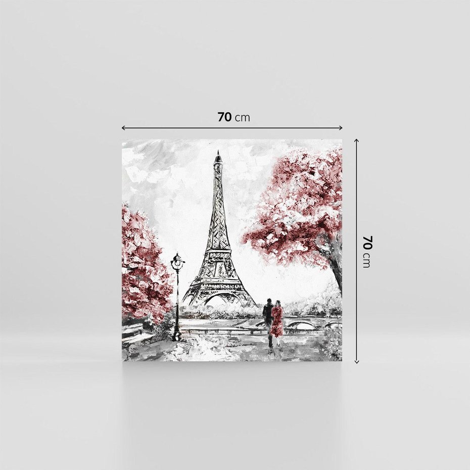 Obraz na płótnie 70x70 - Romantyczny Paryż - Paryż, Wieża
