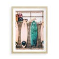 Plakat w ramie 50x70 - Deski Surfingowe w Pionie - deski surfingowe, ustawione pionowo - rama drewno