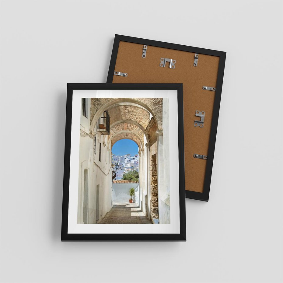 Plakat w ramie 30x40 - Romantyczna Przeprawa - romantyczna, uliczka - rama czarna