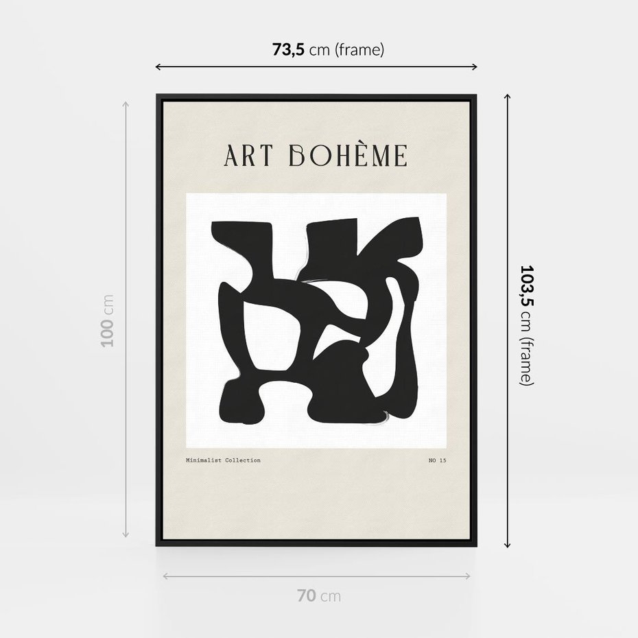 Obraz w ramie 70x100 - Boho Szepty - boho plakat, minimalizm - rama czarna