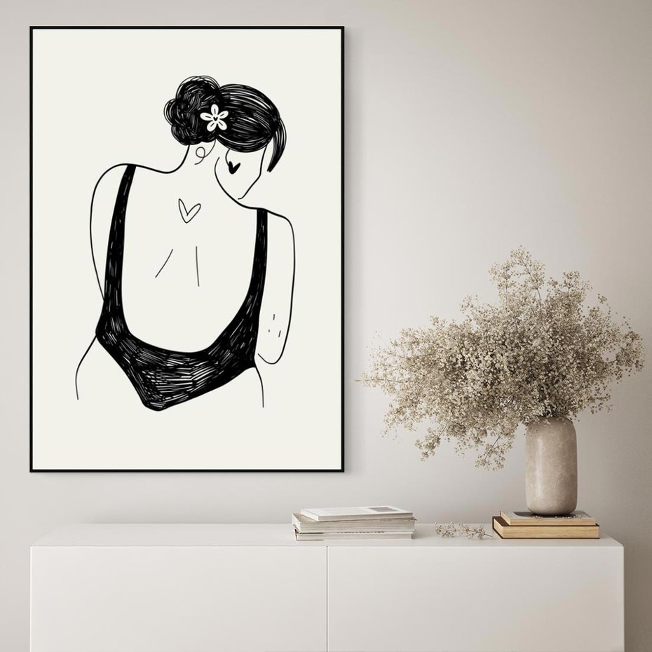 Obraz w ramie 70x100 - Echa Piękna - piękno kobiecego ciała, kobieta - rama czarna