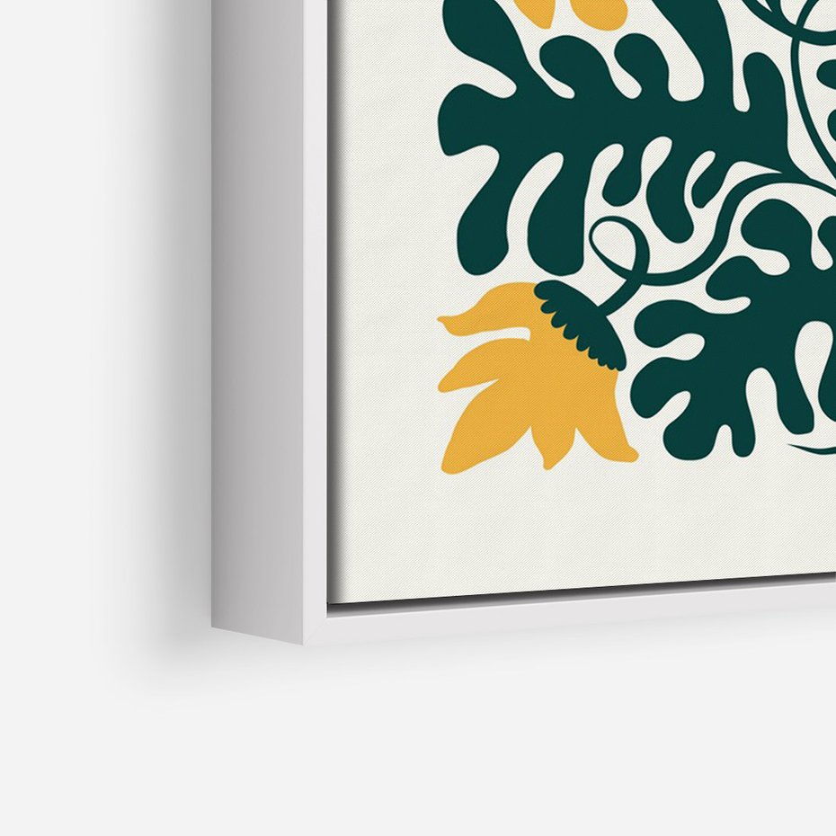 Obraz w ramie 80x120 - Impulsy Kreatywności - abstrakcyjne żółte kwiaty, kompozycja - rama biała