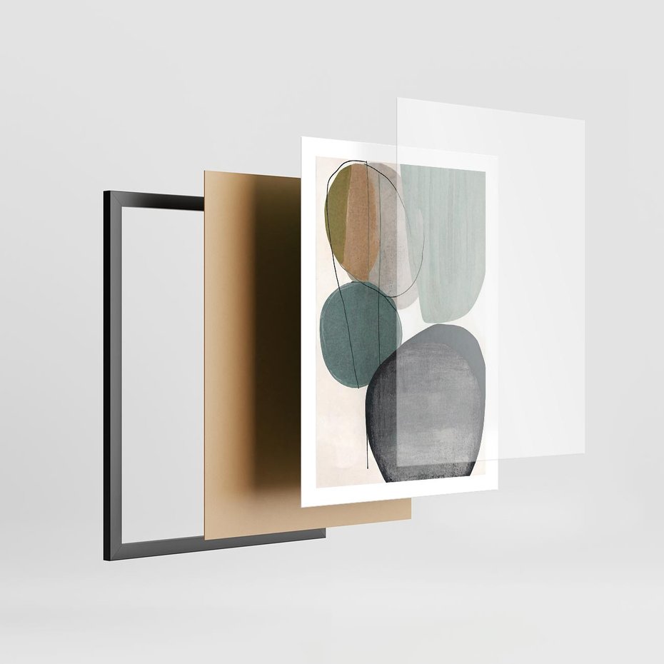 Plakat w ramie 50x70 - Plama za Plamą - abstrakcyjny obraz olejny, plamy - rama czarna