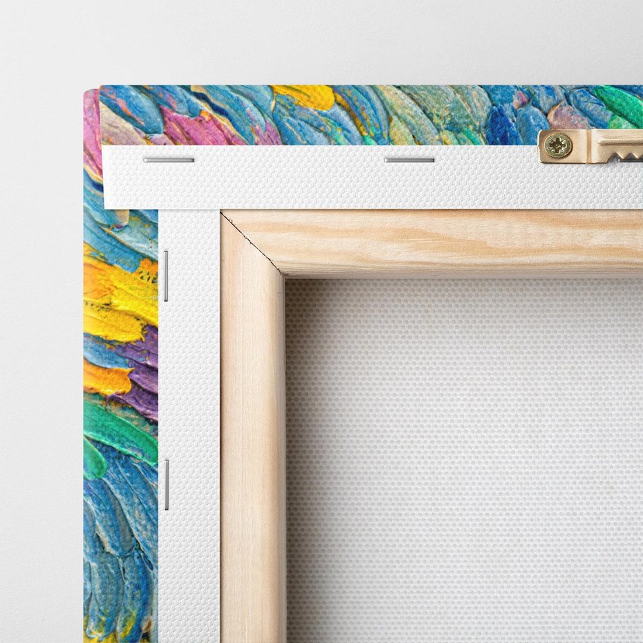 Obraz na płótnie 70x70 - Egzotyczne Pióra - abstrakcyjne dzieło, farby olejne