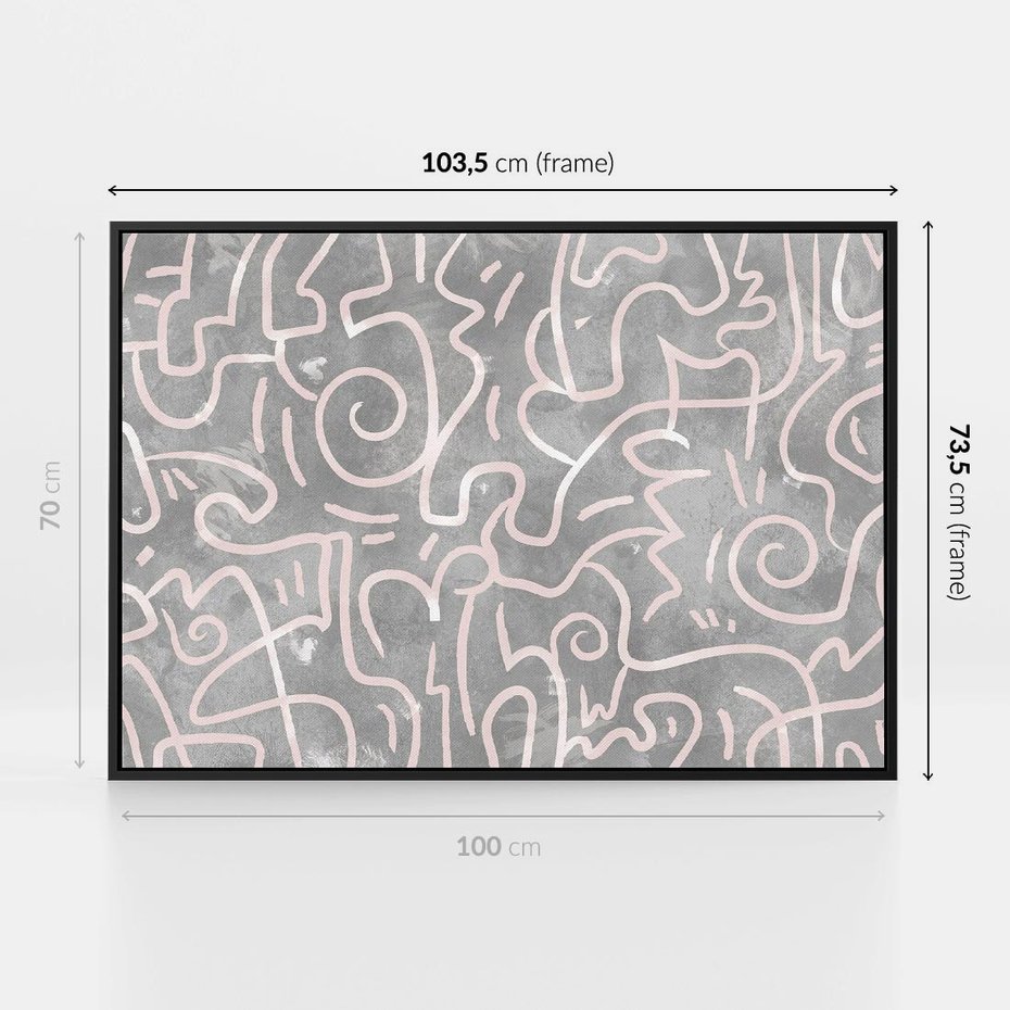Obraz w ramie 100x70 - Sploty odblasków i zawirowań - abstrakcyjne rysunki, wzorek - rama czarna