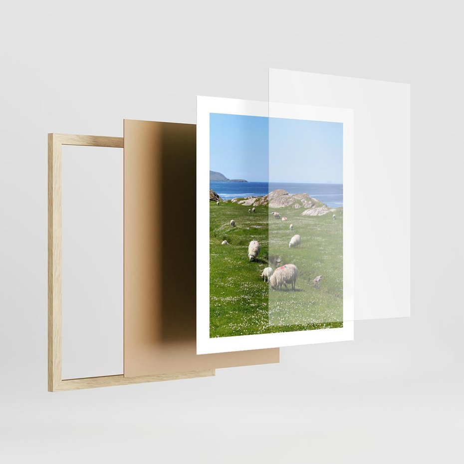 Plakat w ramie 40x50 - Górskie Owce - góry, owce - rama drewno