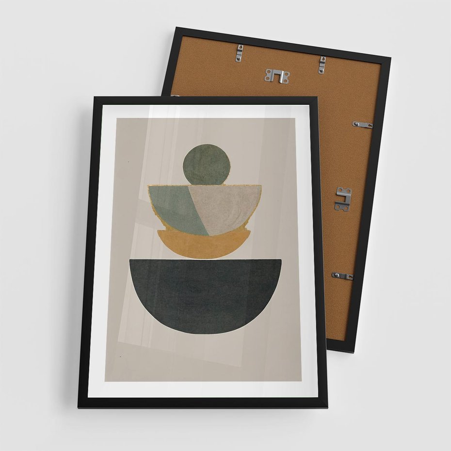 Plakat w ramie 50x70 - Podróżne Refleksyjne Odbicia - abstrakcyjny obraz, kolory ciepłe - rama czarna