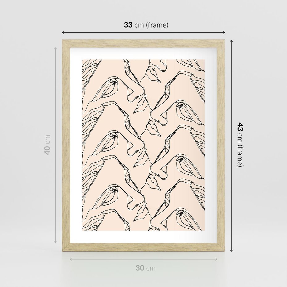 Plakat w ramie 30x40 - Grafika z Twarzami Greckiej Rzeźby - grafika, plakat - rama drewno