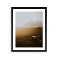 Plakat w ramie 40x50 - Mglisty zachód słońca na ławeczce - mgła, zachód - rama czarna