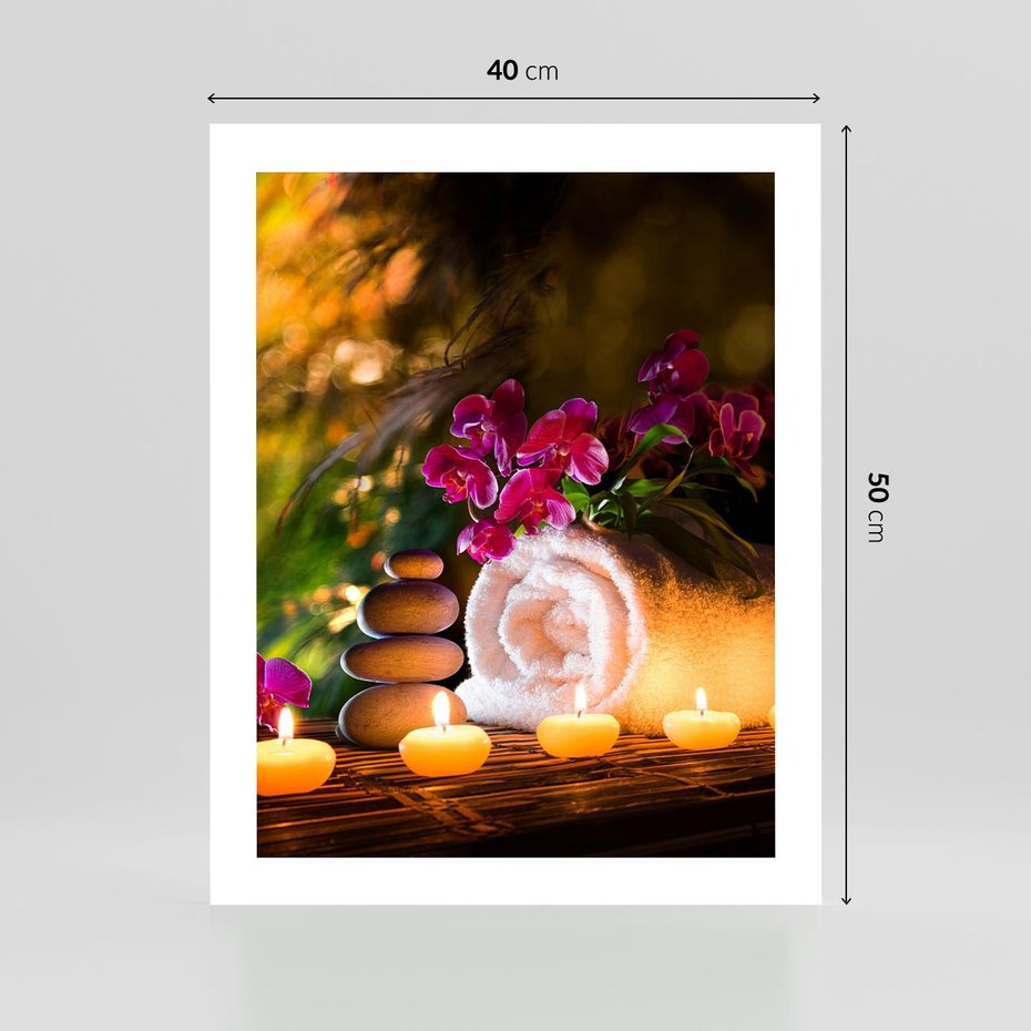 Plakat bez ramy 40x50 - Relaksujące spa z płonącymi świecami - spa, świece