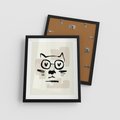 Plakat w ramie 40x50 - Minimalistyczny Kot: Czarna Kreska - kot, grafika - rama czarna