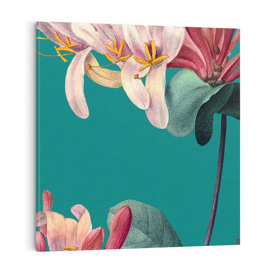 Obraz na płótnie 70x70 - Pejzaż zapomnianych uczuć - grafika w stylu vintage, wielkoformatowe kwiaty