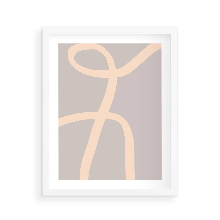 Plakat w ramie 40x50 - Beżowe Boho Zaplątanie - minimalistyczny obraz, nowoczesny - rama biała