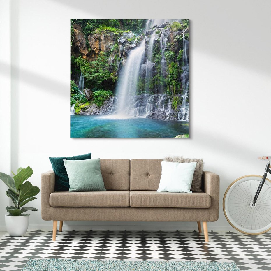 Obraz na płótnie 80x80 - Tropikalny Wodospad - wodospad, tropikalny