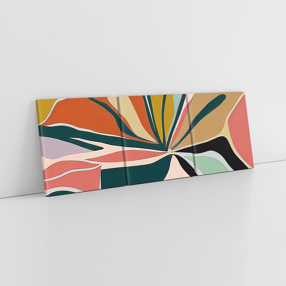 Obraz na płótnie 150x50 - Kolory Ziemi - olejny obraz, abstrakcja w kształcie kwiatu