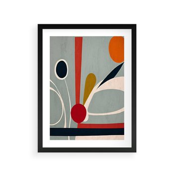 Plakat w ramie 30x40 - Harmonia Kolorowych Impulsów - abstrakcyjny obraz olejny, dziwne formy - rama czarna