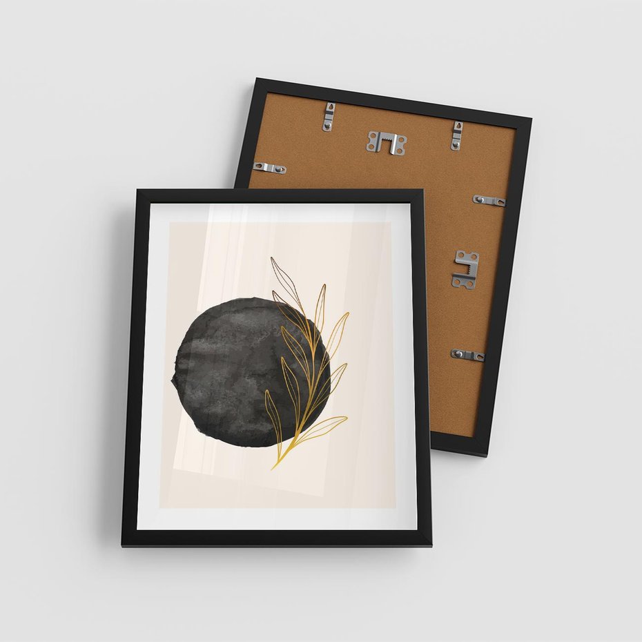 Plakat w ramie 40x50 - Kontrast Kształtów - minimalistyczna grafika, czarna plama - rama czarna