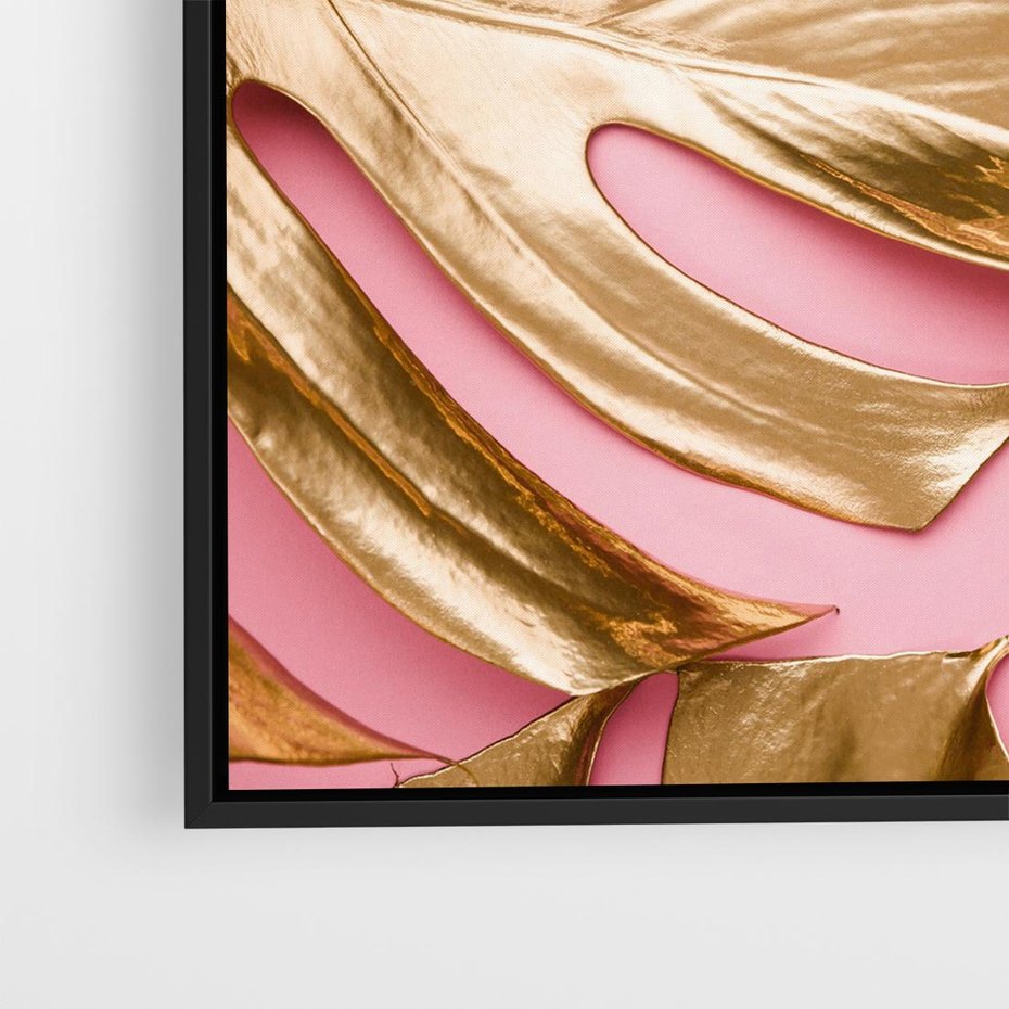 Obraz w ramie 50x50 - Przyjemność w Naturze - złote, liście - rama czarna