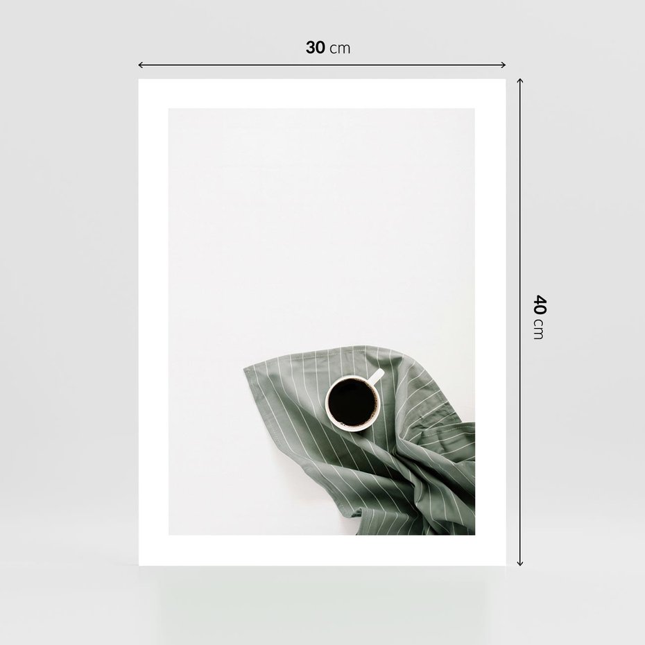 Plakat bez ramy 30x40 - Poranek z Kawą - kawa, biała filiżanka