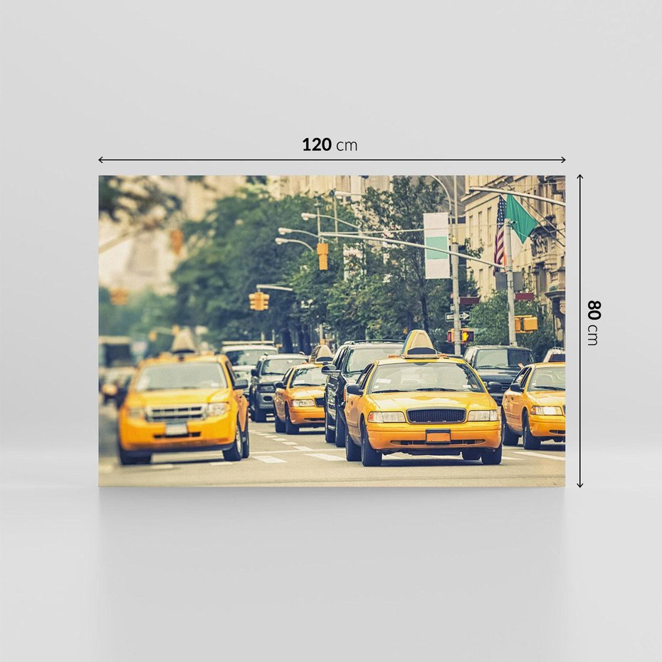 Obraz na płótnie 120x80 - Miasto Taksówek - taksówki, miasto