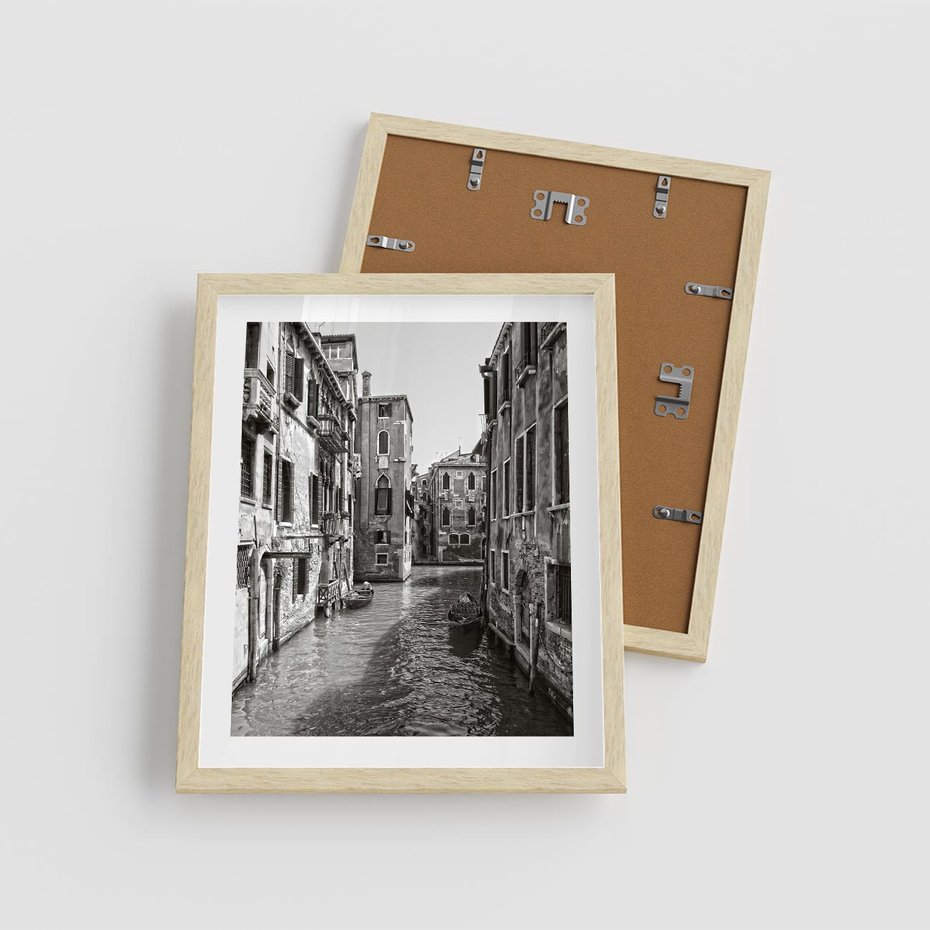 Plakat w ramie 40x50 - Zabłądzić w Wenecji - wenecja, kanały - rama drewno