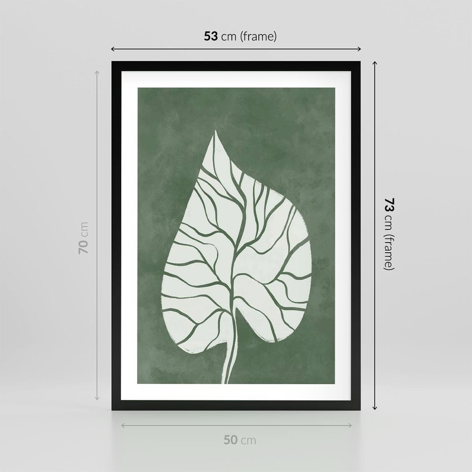 Plakat w ramie 50x70 - Migotliwe Wnętrze Zieleni - zielony plakat, roślinne motywy - rama czarna