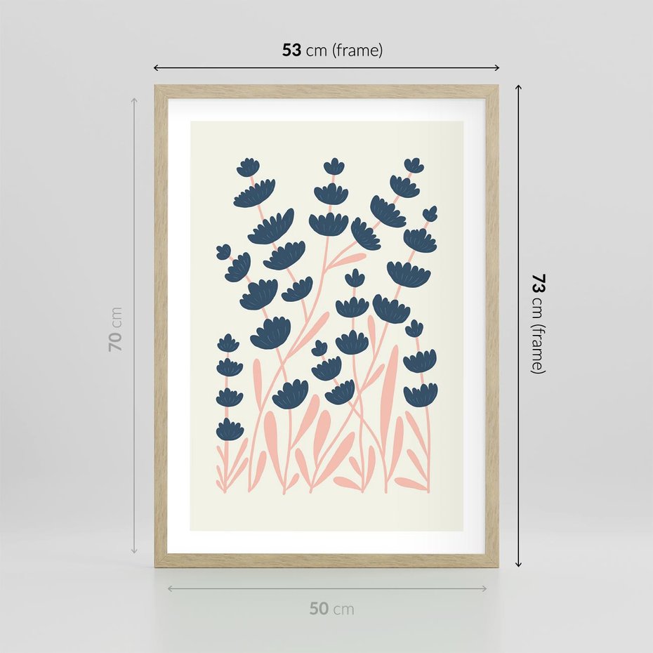 Plakat w ramie 50x70 - Migotliwe Kształty - kwiaty, rośliny - rama drewno