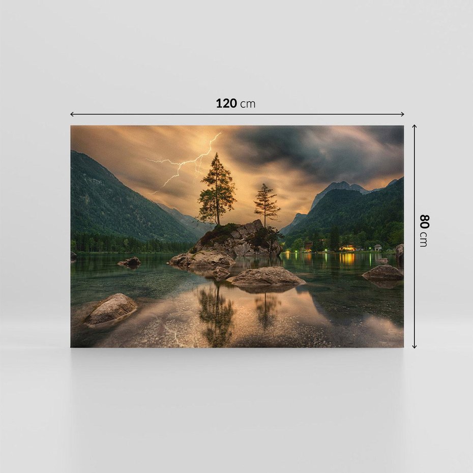 Obraz na płótnie 120x80 - Jezioro Górskie - Spotkanie z Naturą - jezioro, góry