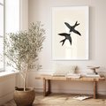 Plakat w ramie 30x40 - Kreatywne Echa - jaskółki, minimalizm - rama biała