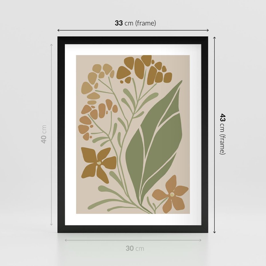 Plakat w ramie 30x40 - Subtelność Utajona - nowoczesny plakat, roślinność - rama czarna