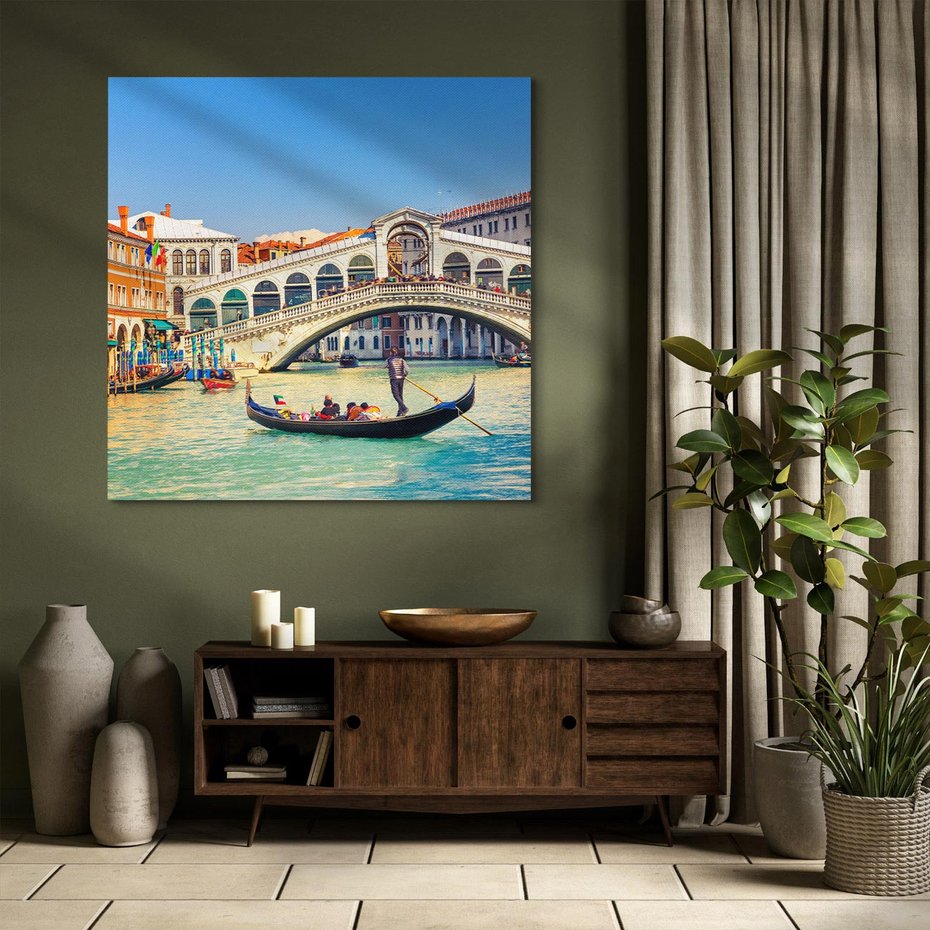 Obraz na płótnie 50x50 - Romantyczna przejażdżka gondolą w Wenecji - Wenecja, gondola